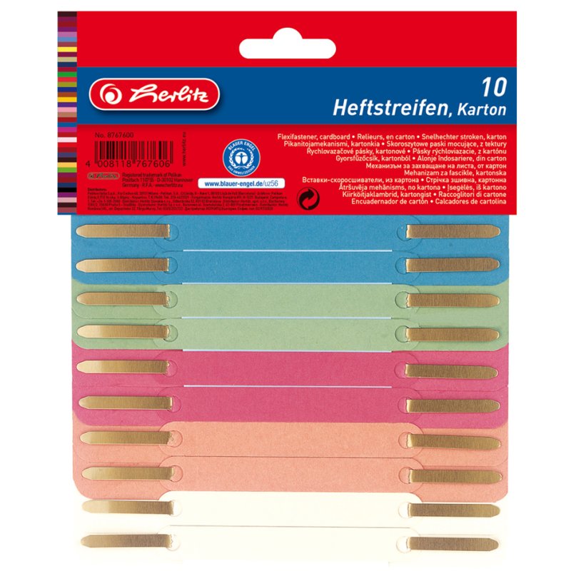 herlitz boekomslagen karton, gekleurd gesorteerd, 10 stuks
