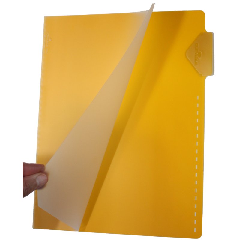 DURABLE housses pour boîtes à fiches A4, jaune, perforation, 50 pièces