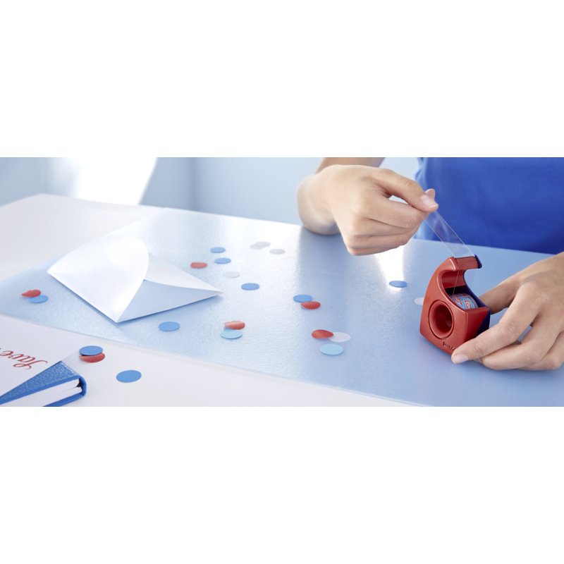 tesa Easy Cut dérouleur de ruban adhésif, rechargeables, rouge/bleu, pour ruban de 19 mm