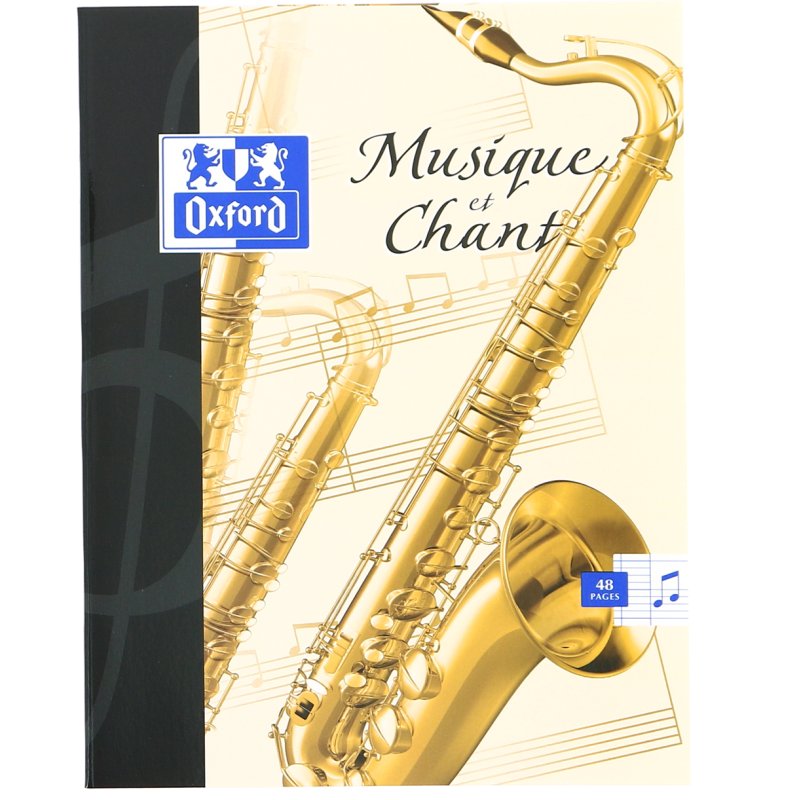 Oxford cahier de musique, 48 pages, 24 pages portées + 24 pages quadrillées, 90 g/m²