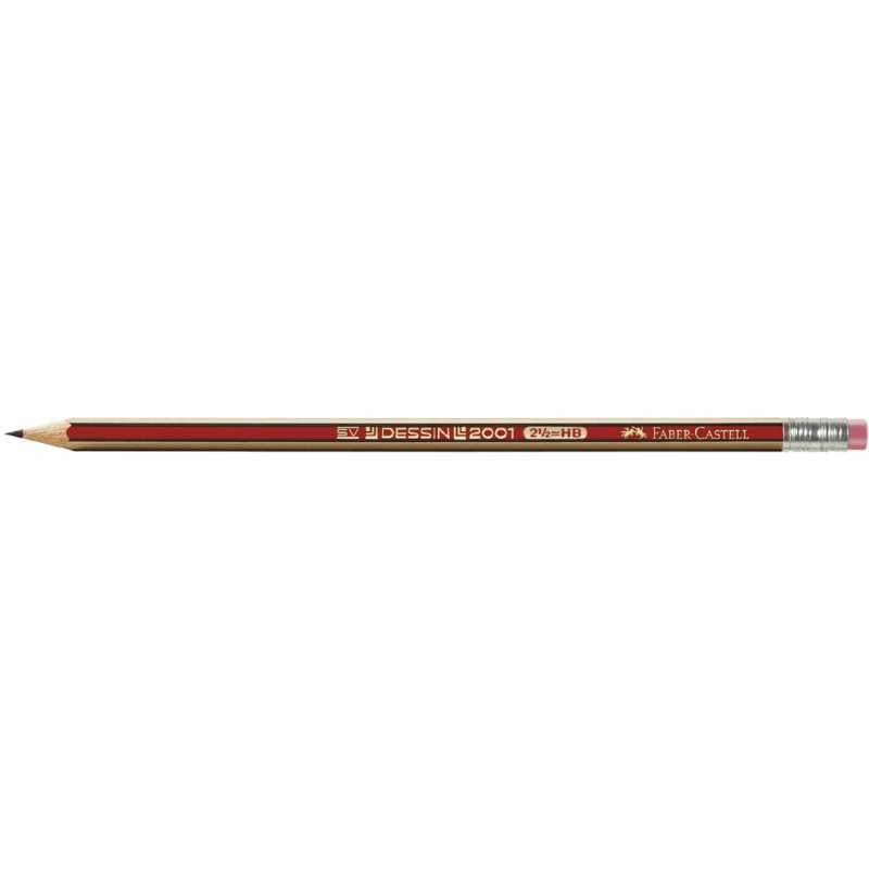 Faber-Castell ensemble de dessin crayon HB avec gomme, laqué rouge/or, hexagonal