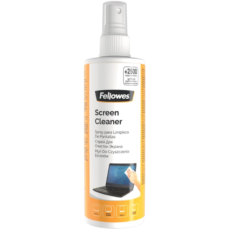 Fellowes screen cleaner spray, pump bottle, antistatic, 250 ml