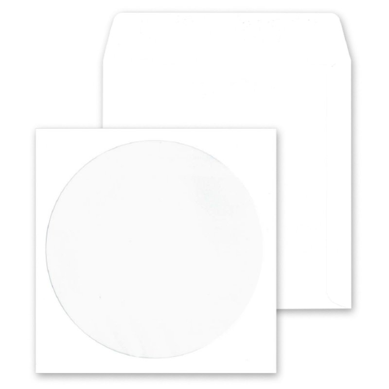 MAILmedia CD/DVD papieren hoezen met venster, wit, 124×124 mm, 2500 stuks