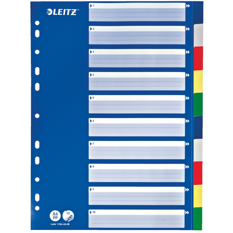 LEITZ intercalaires A4, 10 pièces, multicolore, PP 0,12 mm