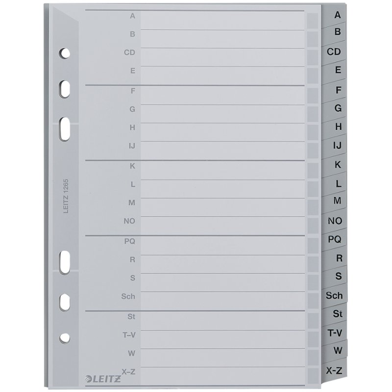 LEITZ intercalaires plastique A-Z, A5, PP, gris