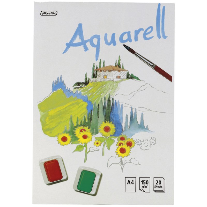 herlitz aquarelblok A4, wit, ruw, 20 vel