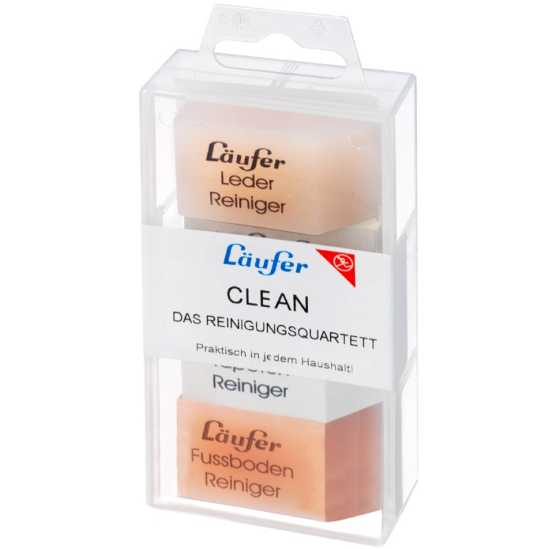 Läufer Reinigingsset, 4 speciale gummen, transparante doos