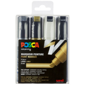 POSCA pigmentmarkers PC-8K, keilpunt 8,0 mm, diverse kleuren, 16 stuks