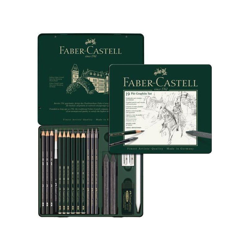 Faber-Castell ensemble de crayons PITT GRAPHITE moyen, 19 pièces, étui