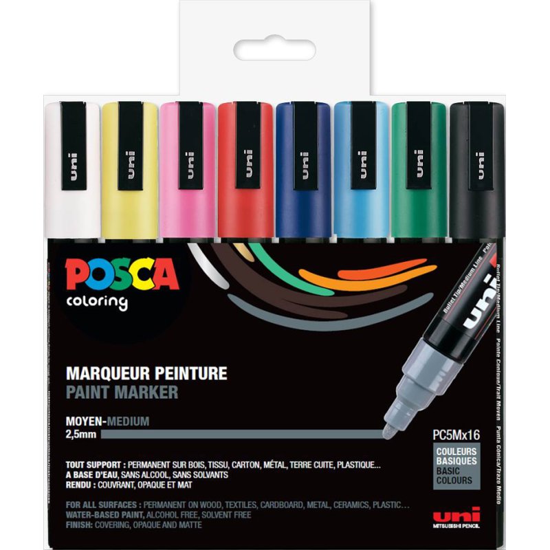 POSCA marqueur pigmentaire PC5M, couleurs pastel, set de 4, 1,8-2,5 mm