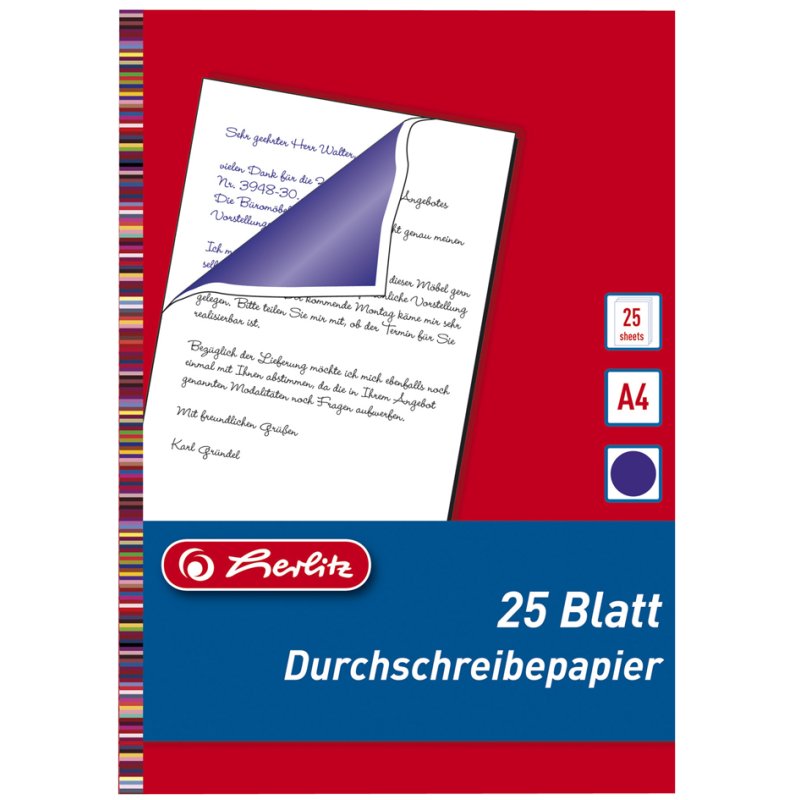 herlitz Carbon paper A4, blue writing