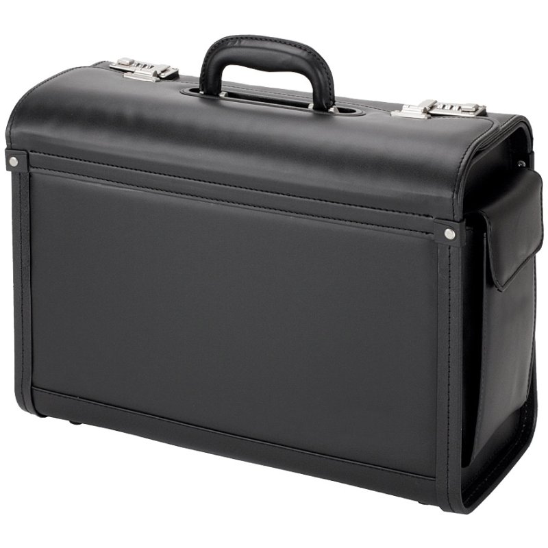Alassio mallette pilote GENOVA, cuir synthétique, noir, 45×20×34 cm