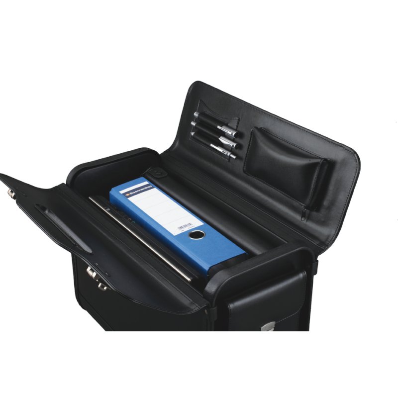 Alassio mallette pilote GENOVA, cuir synthétique, noir, 45×20×34 cm