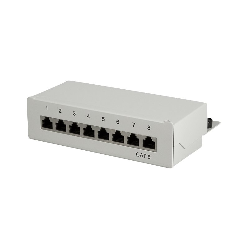 LogiLink Professional panneau de brassage de bureau Cat.6, blindé, 8 ports, gris