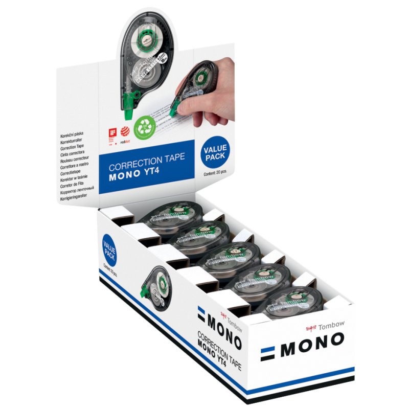 Tombow correctieroller MONO CT-YT4, 4,2 mm × 10 m, 20 stuks