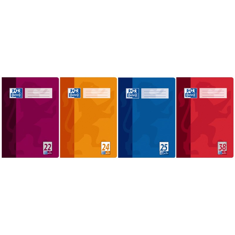 Oxford schoolschrift A4, geruit 5mm, bordeaux, 16 blad