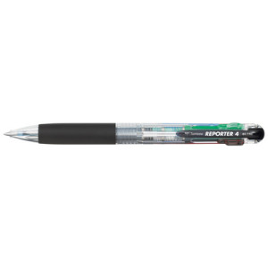 TOMBOW Reporter 4 drukbalpen, transparant, 4 kleuren, 0,7 mm