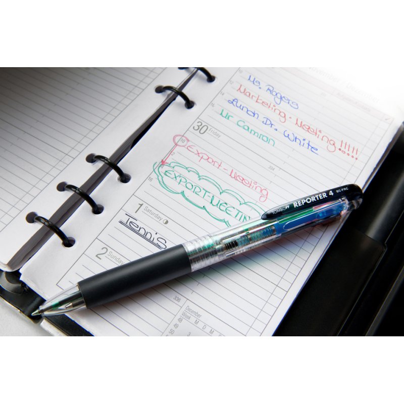 TOMBOW Reporter 4 drukbalpen, vierkleurig, zwart-blauw-rood-groen, 0,7 mm