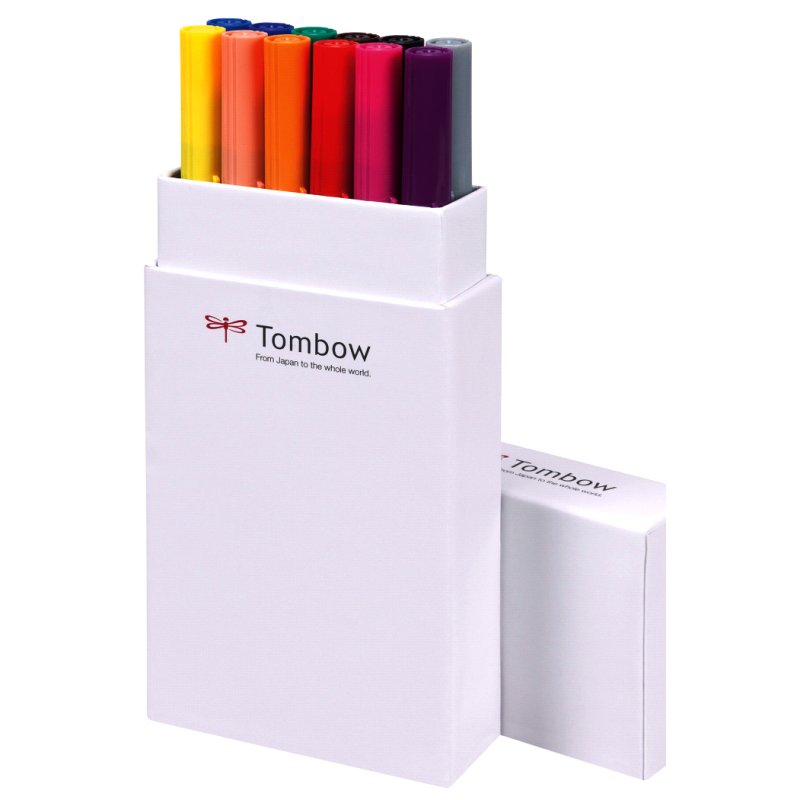 TOMBOW dubbele puntmarkers ABT DUAL BRUSH PEN, primaire kleuren, 12 stuks