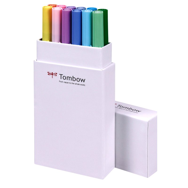 TOMBOW dubbele borstelpennen ABT DUAL BRUSH PEN, pastelkleuren, 12 stuks
