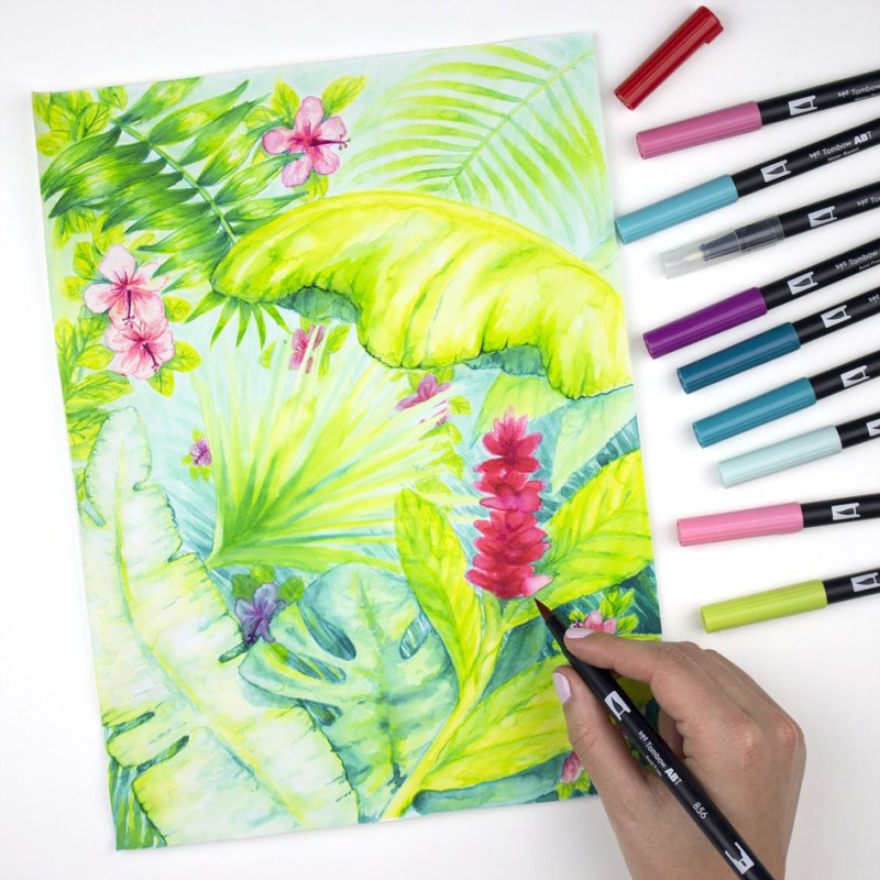 TOMBOW tweekleurige penseelstiften ABT DUAL BRUSH PEN, grijstinten, 12 stuks