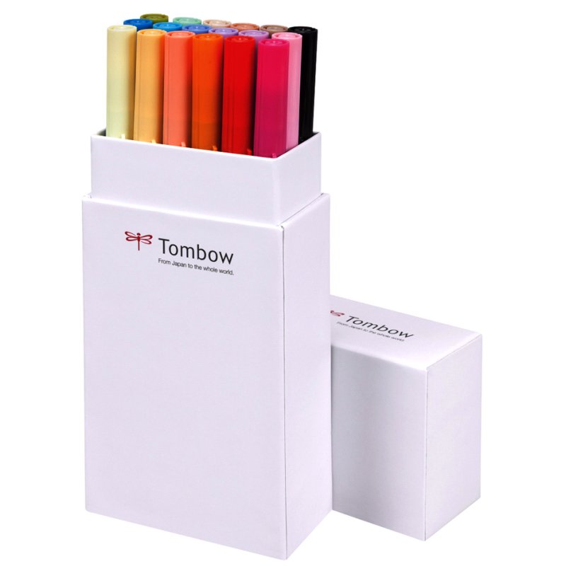 TOMBOW dubbele penseelstiften ABT DUAL BRUSH PEN, secundaire kleuren, 18 stuks