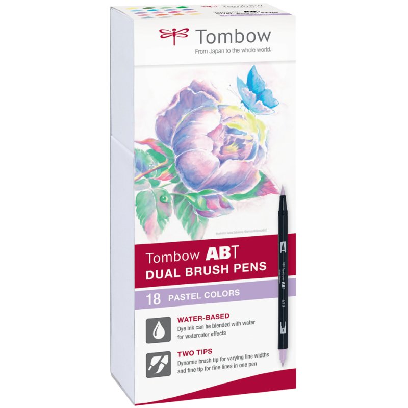 TOMBOW dubbele borstelpenen ABT, pastelkleuren, 18 stuks