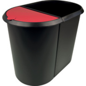 helit dubbele prullenbak oval, 20+9 liter, zilver/zwart