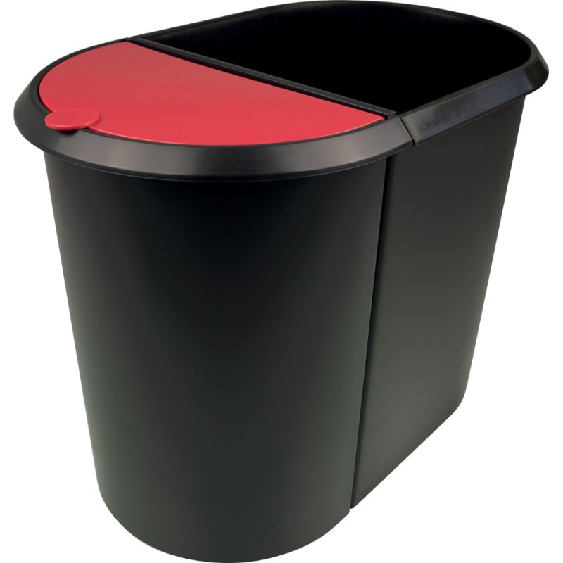helit prullenbak 'the double', ovaal, 29 liter, zwart/blauw