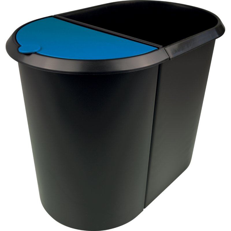 helit prullenbak 'the double', ovaal, 29 liter, zwart/blauw