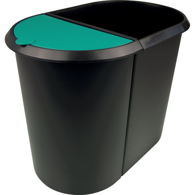 helit prullenbak 'the double', ovaal, 29 liter, zwart/blauw