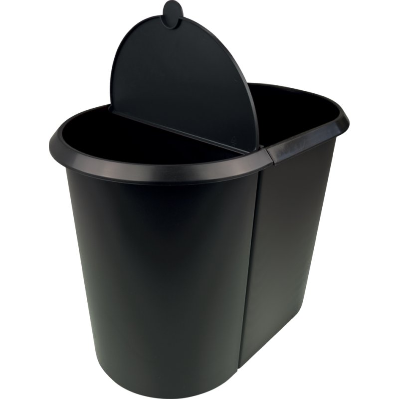 helit prullenbak 'the double', ovaal, 29 liter, zwart/blauw
