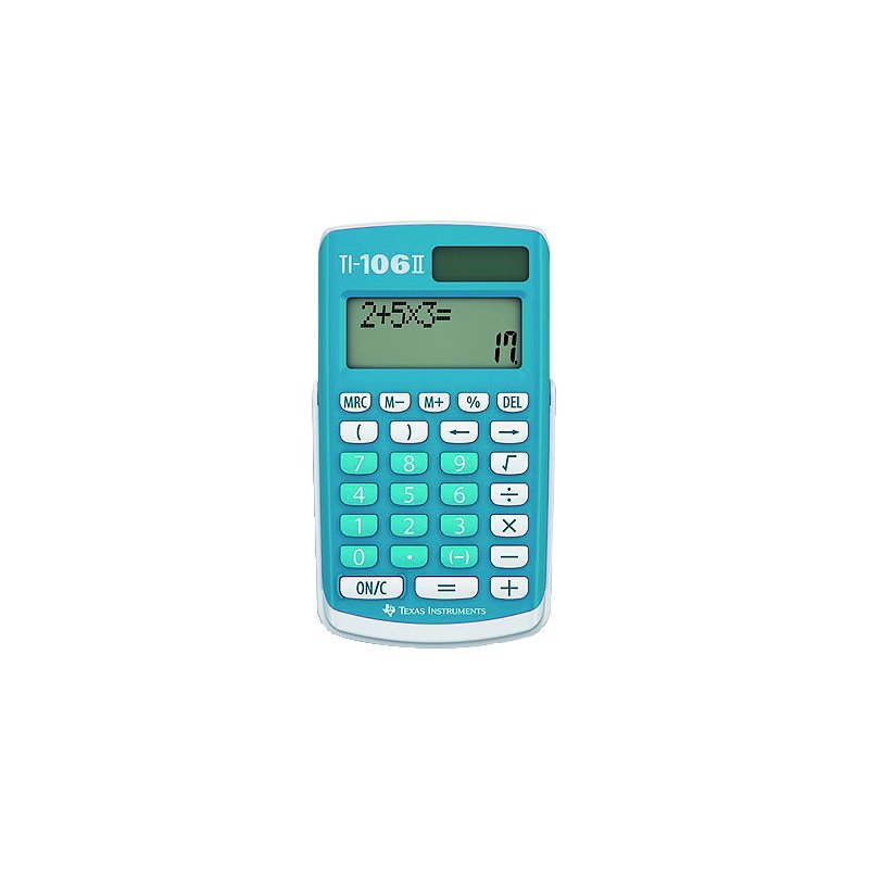Texas Instruments calculatrice scolaire TI-106 II, bleu, écran 2 lignes