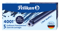 Pelikan grootruimte inktpatronen, koningsblauw, uitwisbaar, 5 stuks