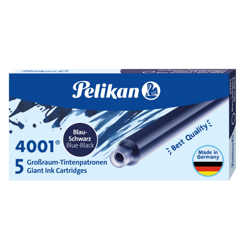 Pelikan grote navulpatronen inkt, blauw-zwart, 5 stuks