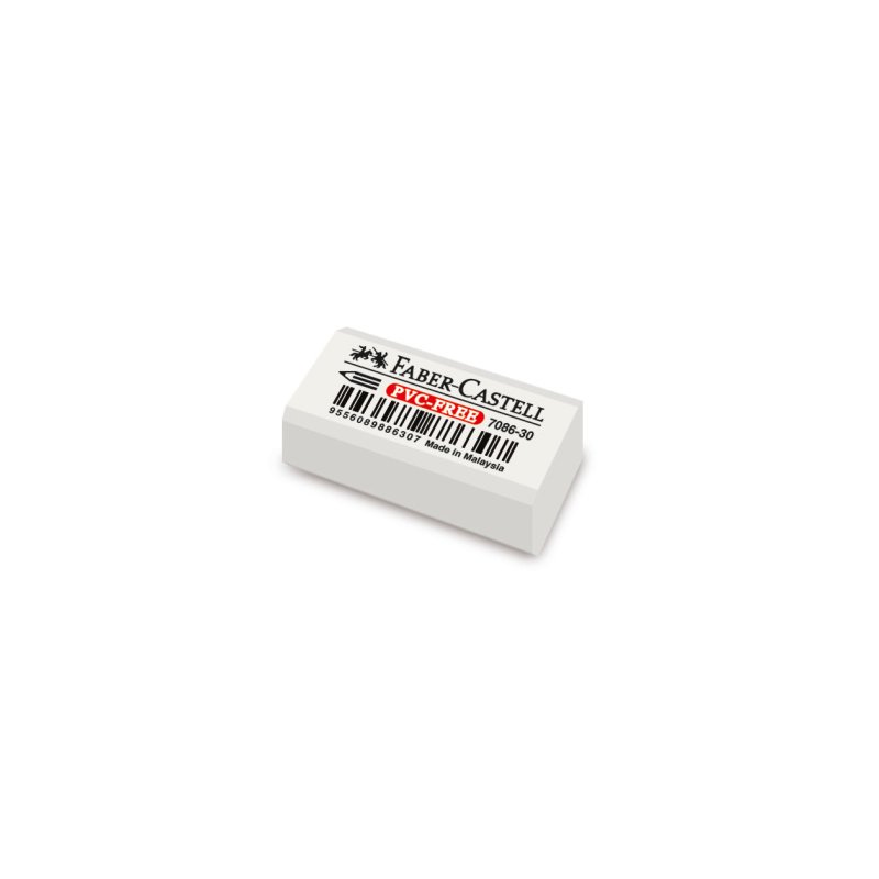 Faber-Castell eraser 7086-30, white, plastic, PVC-free, 41×18×11 mm
