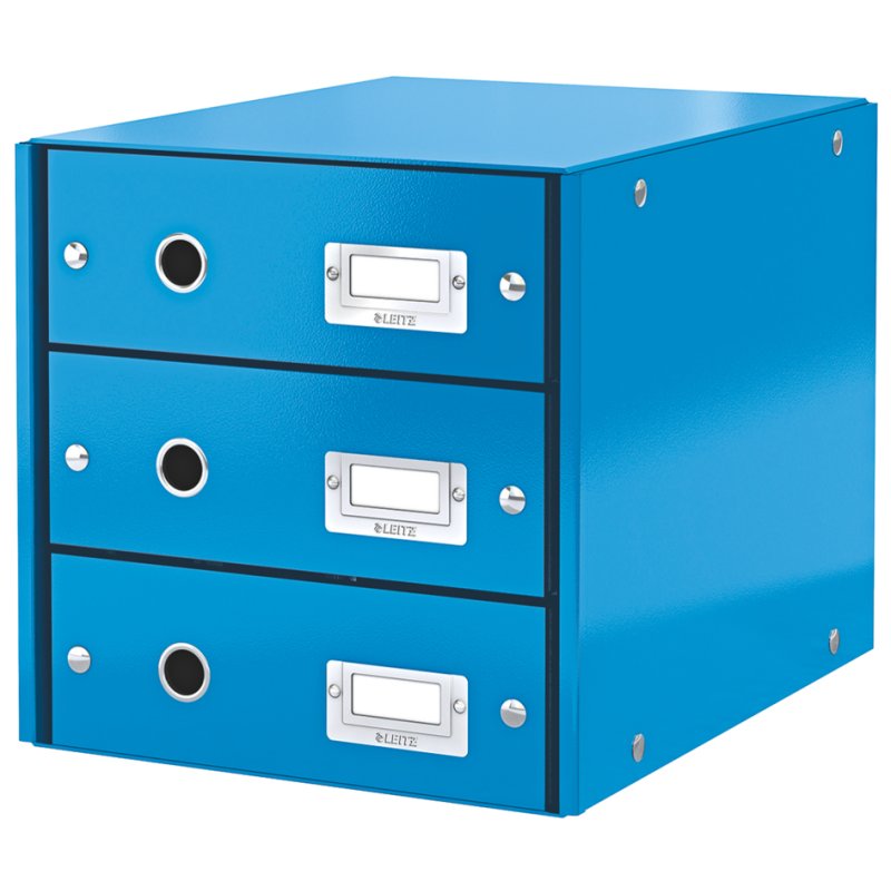 LEITZ bloc à tiroirs Click & Store WOW, bleu, 3 tiroirs, A4