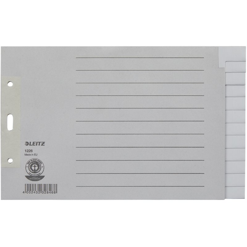 LEITZ intercalaires registre blanc A5 traversal, gris, 12 pièces