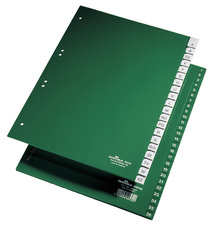DURABLE tabbladen kunststof A4, 15-delig, PP 0,12 mm, groen