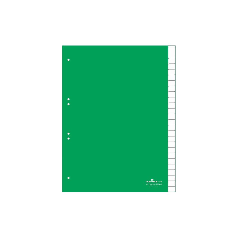 DURABLE tabbladen kunststof A4, 15-delig, PP 0,12 mm, groen