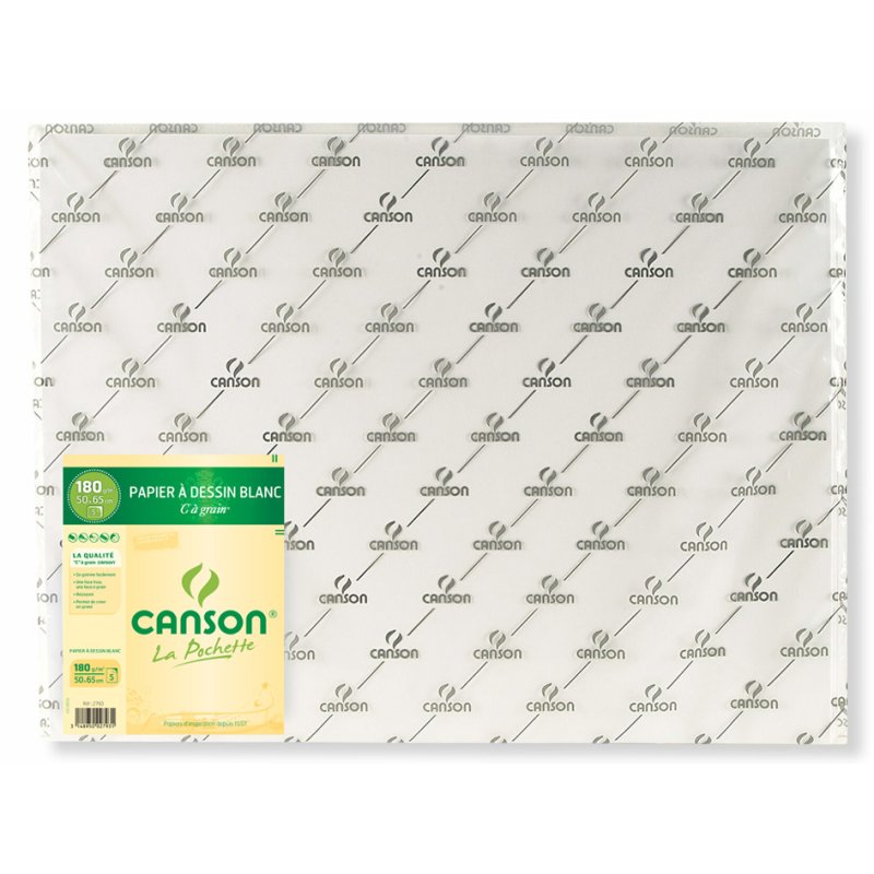 CANSON papier à dessin grain structuré, 180 g/m², 50×65 cm, 25 feuilles