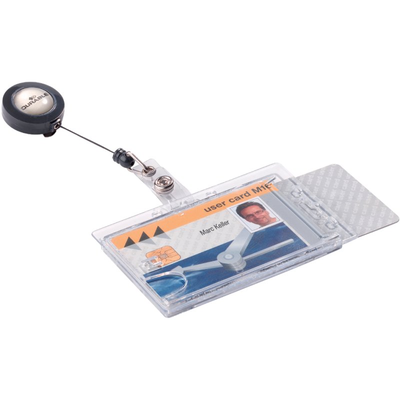 DURABLE badgehouder HARTBOX met jojo, voor 2 kaarten, transparant, 10 stuks