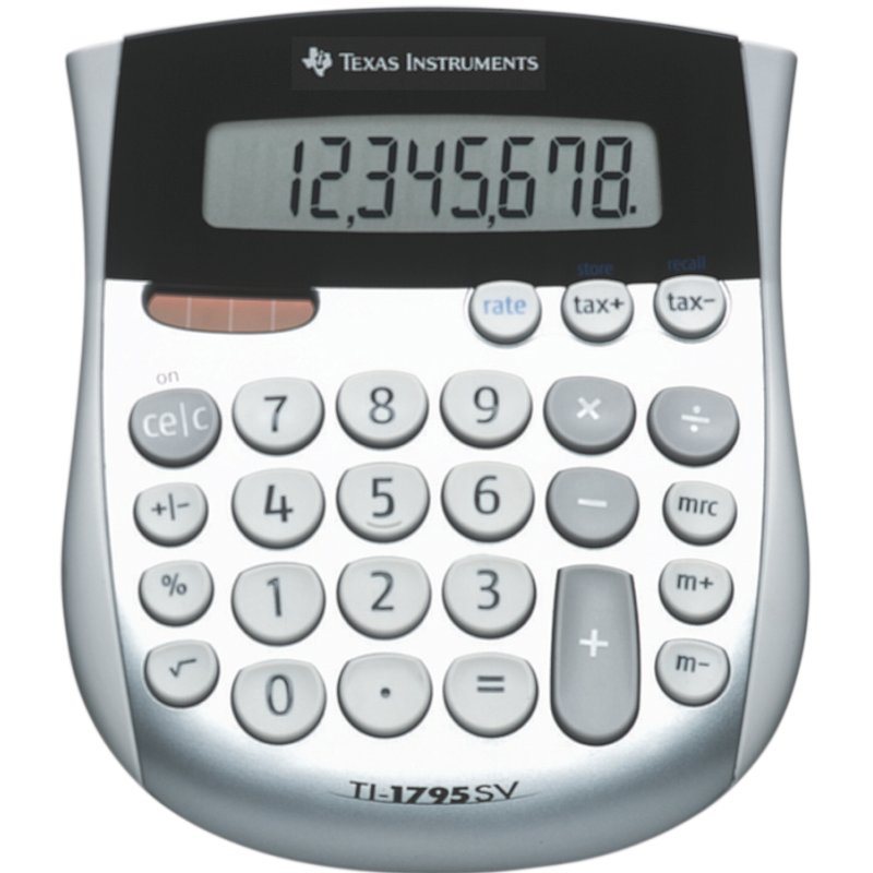 Texas Instruments calculatrice de bureau TI-1795 SV, argent, affichage 8 chiffres, solaire/pile