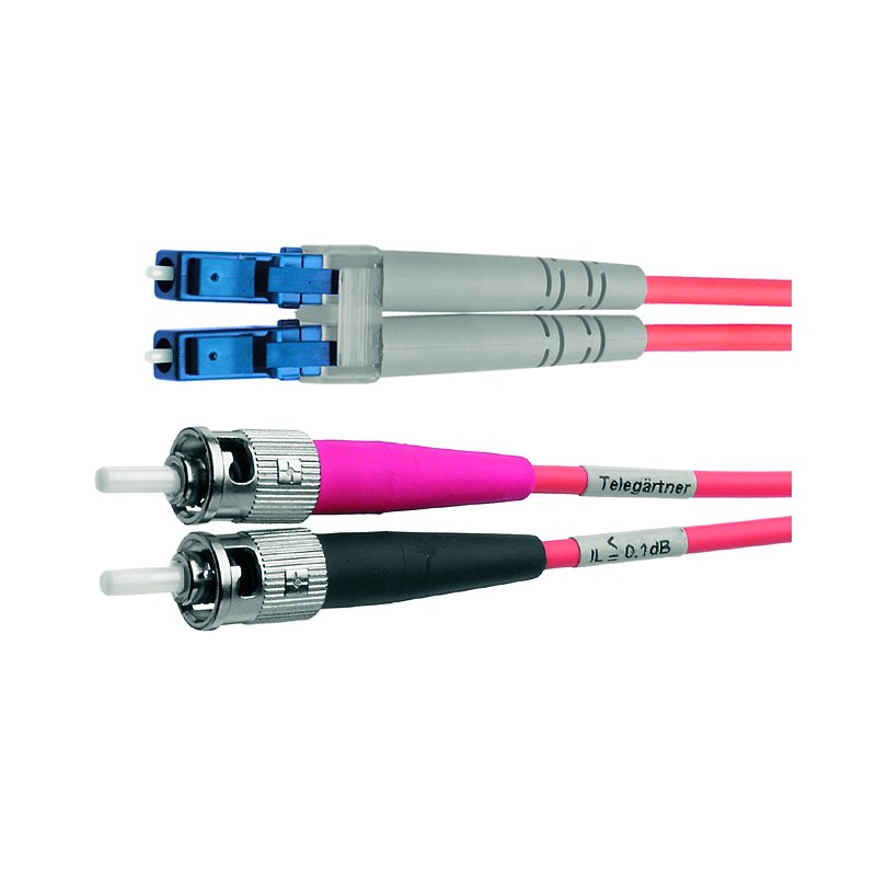 TELEGÄRTNER câble de brassage fibre optique ST-LC duplex, OM3, 2 m