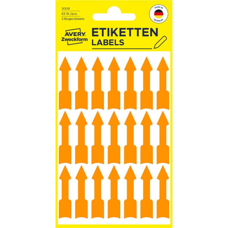 AVERY Zweckform étiquettes d'avertissement avec flèches, orange, 39×9 mm, 63 pièces