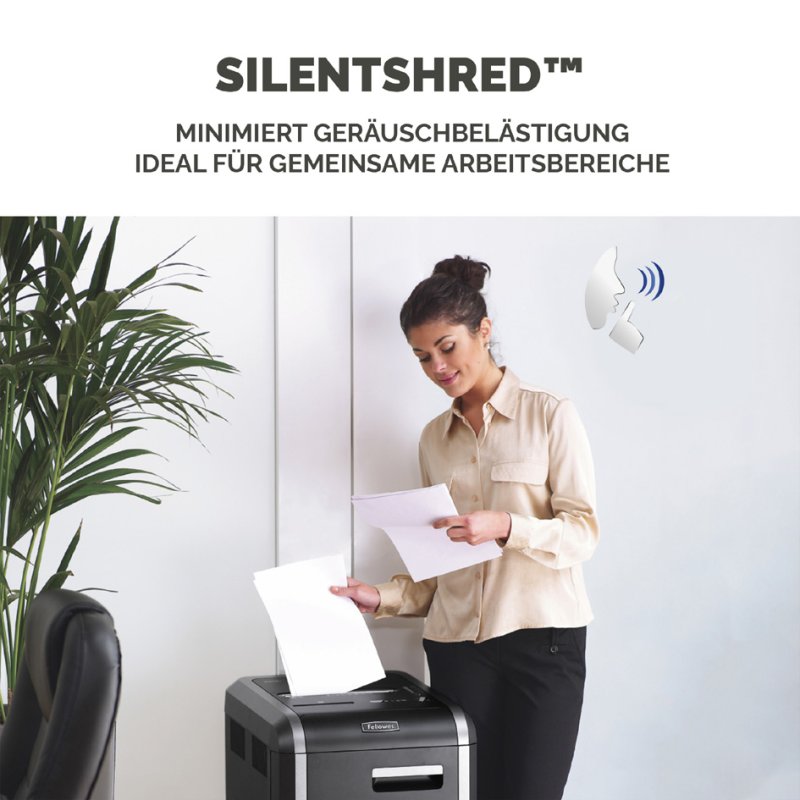 Fellowes papiervernietiger Powershred 225Ci, partikelsnit 3,9×38 mm, 22 vel, zwart/zilver