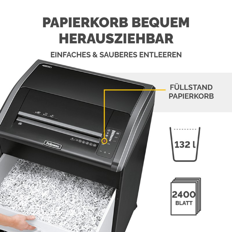 Fellowes papiervernietiger Powershred 485Ci, P-4 beveiliging, 30-32 vel, 142 liter