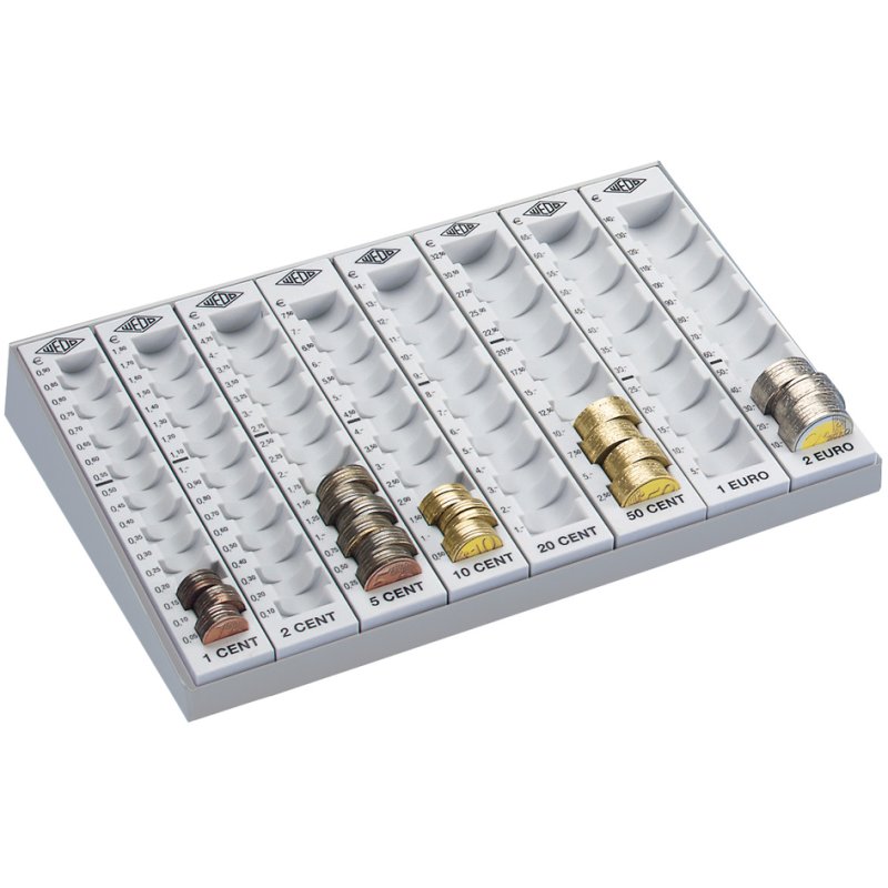 WEDO compteur avec 8 fentes de pièces amovibles, gris clair, 279×188×48 mm