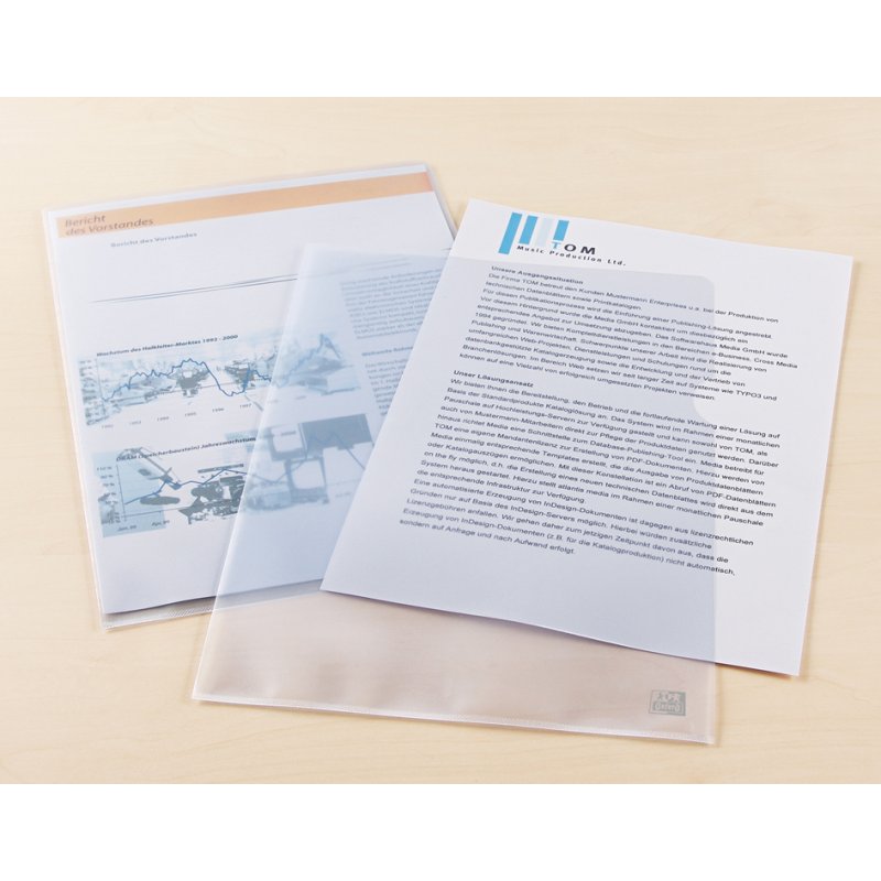 Oxford pochettes de documents Premium A4, transparent cristal, 0,15 mm PP, 100 pièces