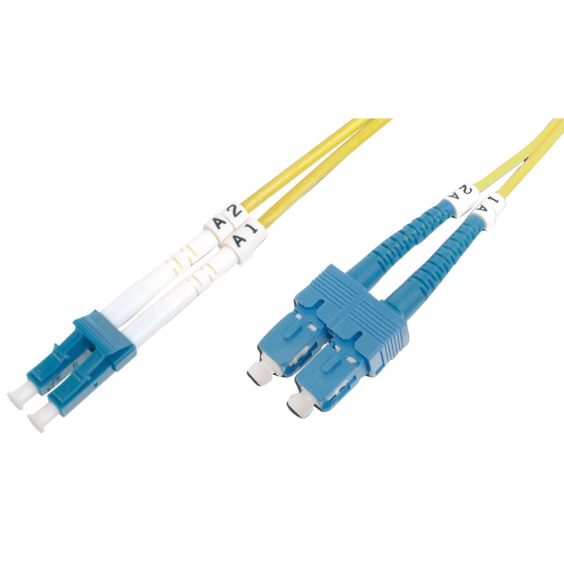 DIGITUS câble de raccordement fibre optique LC Duplex - SC Duplex OS2, monomode, jaune, 1,0 m